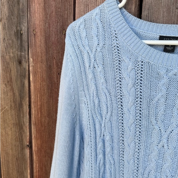 Ann Taylor Factory Light Blue Cable Knit Sweater Size Medium - Picture 8 of 15